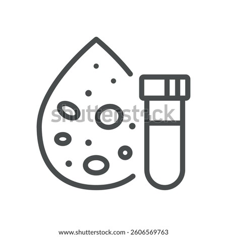 General Blood Test Icon. Thin Line Illustration of Complete Blood Count (CBC) Blood Analysis, Routine Examination, Diagnosis, and Laboratory Screening for Healthcare and Medical Evaluation