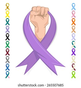 Lavender ribbon awareness general cancer Vector Image