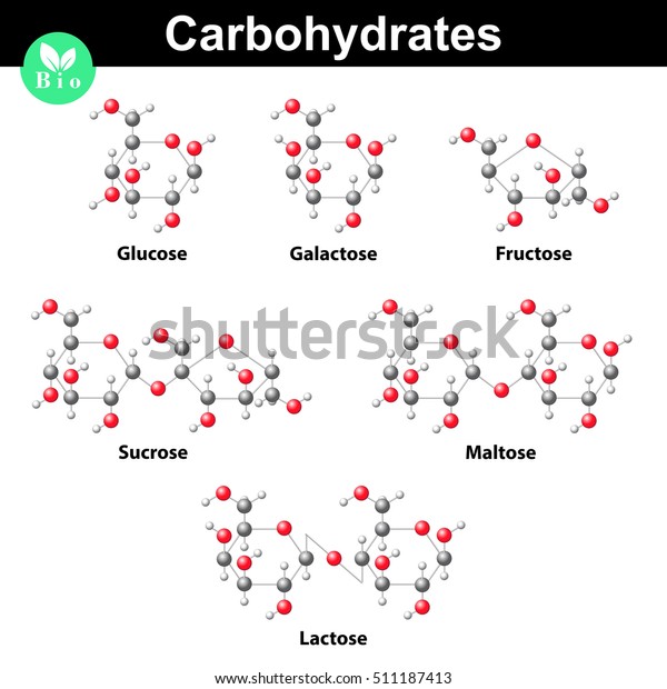 General carbohydrates molecular structures, research\
3d vector illustration, isolated on white background, eps\
10