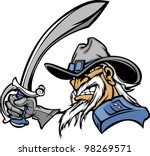 General or Civil War Soldier Cartoon Vector Mascot Holding a Sword