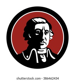 General commander or pirate captain head. Logo template. Vector illustration. 