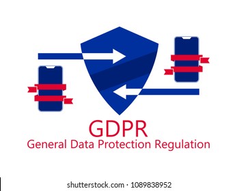 General data protection regulation, abbreviation: DSGVO. Protection of natural persons with regard to the processing of personal data. Vector illustration