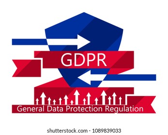 General data protection regulation, abbreviation: DSGVO. Protection of natural persons with regard to the processing of personal data. Shield and tape. Vector illustration
