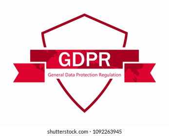 General data protection regulation, abbreviation: GDPR. Protection of natural persons with regard to the processing of personal data. Shield and tape. Vector illustration