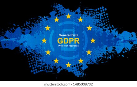 General Data Protection Regulation and binary code grunge background. GDPR abstract tech vector design
