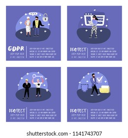 General Data Protection Regulation Concept With Characters For Poster, Banner. GDPR Principles For The Processing Of Personal Data. Vector Illustration