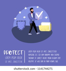 General Data Protection Regulation Concept With Characters For Poster, Banner. GDPR Principles For The Processing Of Personal Data. Vector Illustration