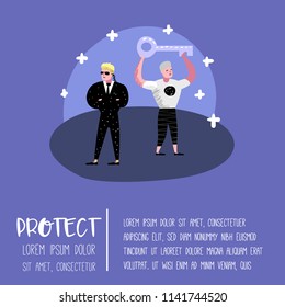 General Data Protection Regulation Concept With Characters For Poster, Banner. GDPR Principles For The Processing Of Personal Data. Vector Illustration