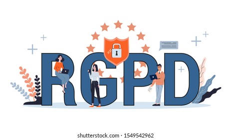 General Data Protection Regulation concept. Cyber security concept. Idea of digital data protection and safety. Access to information through password. GDPR system. Flat vector illustration