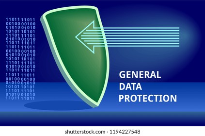 General Data Protection Regulation. Cyber security and privacy shield sign internet 
