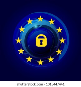 General Data Protection Regulation - GDPR. 25 May 2018. Vector illustration with stars on dark navy background