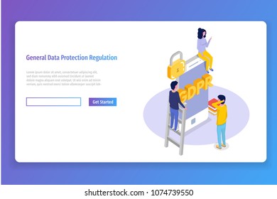 General Data Protection Regulation - GDPR isometric concept. Vector illustration.
