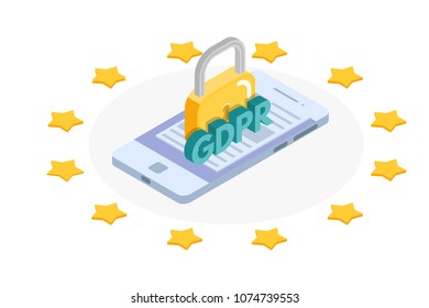 General Data Protection Regulation - GDPR Isometric Concept. Vector Illustration.