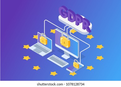 General Data Protection Regulation - GDPR isometric concept. Vector illustration.