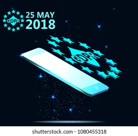 General Data Protection Regulation (GDPR). Business success. Low poly vector illustration