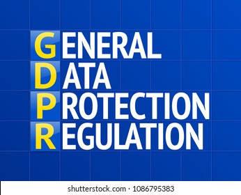 General Data Protection Regulation (GDPR). Four button with letters on tiles. Concept illustration. Vector.
