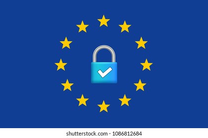 General Data Protection Regulation GDPR. Internet european safety. Privacy secure data protection