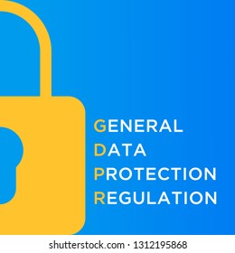 General Data Protection Regulation (GDPR) padlock vector illustration on blue gradient background