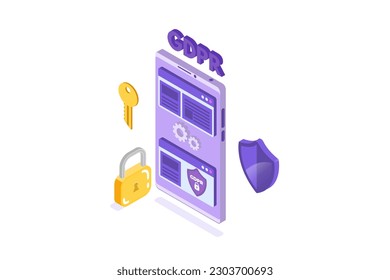 General Data Protection Regulation - GDPR isometric concept. Vector illustration.