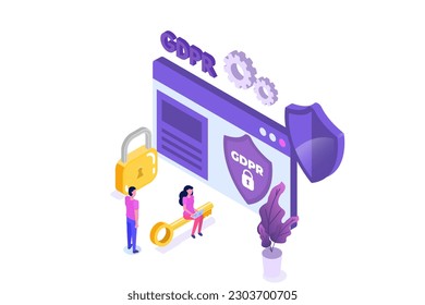 General Data Protection Regulation - GDPR isometric concept. Vector illustration.