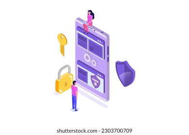 General Data Protection Regulation - GDPR isometric concept. Vector illustration.