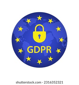 General Data Protection Regulation (GDPR) with padlock against the background of the Earth map. Vector illustration