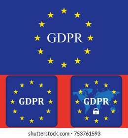 General Data Protection Regulation (GDPR) with padlock set , Vector illustration.