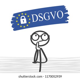 General Data Protection Regulation, in german: Datenschutz Grundverordnung (DSGVO) – stock vector