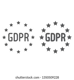 General Data Protection Regulation line and glyph icon, privacy and information, gdpr sign, vector graphics, a linear pattern on a white background, eps 10.