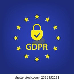 General Data Protection Regulation with a lock (GDPR). EU GDPR label. European sign. Vector illustration