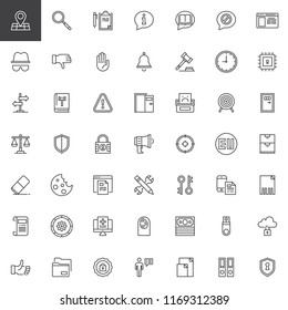 General Data Protection Regulation outline icons set. linear style symbols collection, line signs pack. vector graphics. Set includes icons as GDPR, Address, Transparency, Information, Rectification