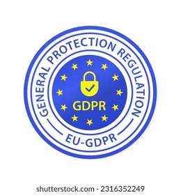 General data protection regulation with padlock (GDPR). EU GDPR label. A sticker with, a European sign. Ready badges, tags, stamps and labels template. Vector illustration