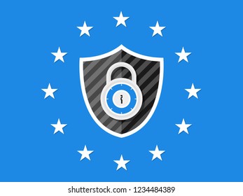General Data Protection Regulation Safe Data Shield Protect Lock  Illustration