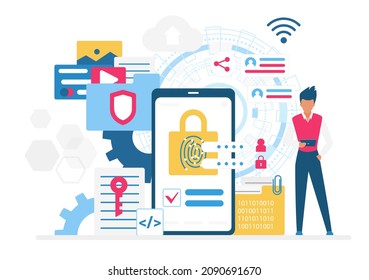 Allgemeines Sicherheitssystem für die Datenschutzregelung. Passwörter für digitale Privatsphäre und Scan-Autorisierung