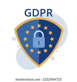 General data protection regulation. Shield with lock. Vector illustration for GDPR, information protection concept.
