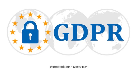 General Data Protection Regulation sign on globes. Datenschutz Grundverordnung (DSGVO) – vector