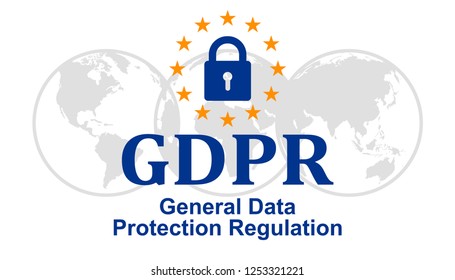 General Data Protection Regulation sign on globes. Datenschutz Grundverordnung (DSGVO) – stock vector