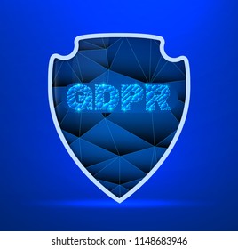 General data protection regulation theme. The picture includes stars, Stylized Shield and dark blue background. A clipping mask was used and layers.