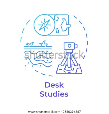 General and desk studies blue gradient concept icon. Gathering project data. Geotechnical investigation procedure. Round shape line illustration. Abstract idea. Graphic design. Easy to use in article