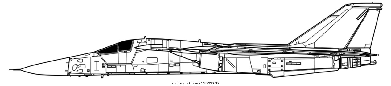 General Dynamics F-111 AARDVARK. Outline Vector Drawing