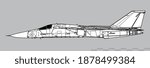 General Dynamics F-111 Aardvark. Vector drawing of tactical fighter-bomber. Side view. Image for illustration and infographics. 