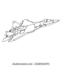 General Dynamics F-16 Viper. Stilvolle Zeichnung eines modernen Jetkämpfers. Vektorbild für Illustrationen.