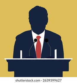 general election candidate giving speech at rostrum. election, vote and politic concept