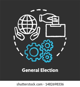 General election chalk concept icon. Elections idea. Voting, choosing from political candidates, parties. Referendum, public choice, decision. Vector isolated chalkboard illustration