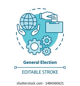 General election concept icon. Elections idea thin line illustration. Voting, choosing from political candidates. Referendum, public choice, decision. Vector isolated outline drawing. Editable stroke