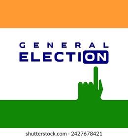 General election in the India. The finger presses the "ON" button. Online voting.