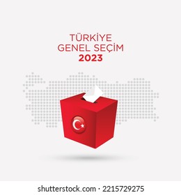 Elecciones generales en Turquía 2023. (Turco: Elecciones generales de Turquía 2023) Cédulas electorales y símbolo de la bandera turca.