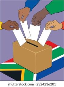 Las elecciones generales se celebrarán en Sudáfrica en 2024. La urna es un contenedor sellado temporalmente con una ranura estrecha en la parte superior, para recibir cédulas de votación selladas individualmente.