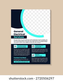 modelo de folheto de serviços elétricos gerais. design de cartaz editável. banners e cartazes personalizáveis. Utilize os melhores modelos editáveis para instaladores e técnicos de eletricistas.