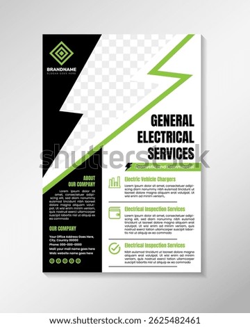 general electrical services flyer template. editable poster design. customizable banners and posters. Utilize the finest editable templates for electrician installers and technicians.